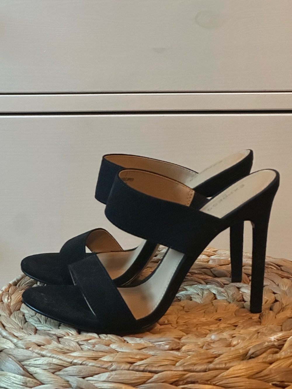Classic Black High-Heel Slide Sandals